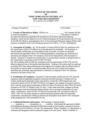 Fillable Online epa Notice of Transfer of Toxic Substances Control Act ...