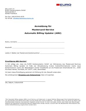 Ausfüllbar Online Anmeldung fr Mastercard-Service Automatic Billing ...