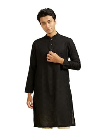 Buy DIWAS BY MANYAVAR Men's Viscose Blend Textured Kurta (Black,XXL) at ...