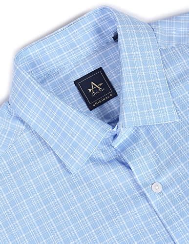 Buy Arrow Men's Checkered Slim Fit Formal Shirt (ARADOSH0584_Light Blue ...