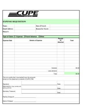 Fillable Online cupe3799 BEXPENSEb REQUISITION - CUPE 3799 - cupe3799 ...
