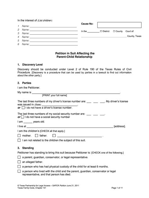 Texas SAPCR Petition Form - Fill Out, Sign & Share Online | pdfFiller