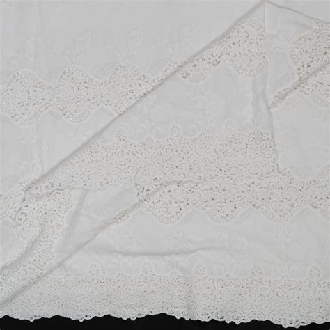 White Dyeable Cotton Lace Embroidered Fabric