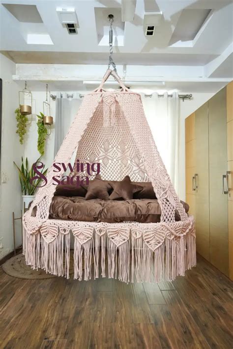 Macrame Peach Sofa Bed Swing for balcony – Swing Saga