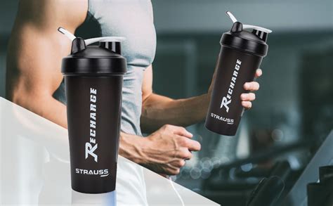 Strauss Recharge Shaker Bottle, 600 ml (Black) – StraussSport
