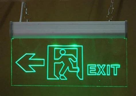 Green LED Exit Signs Board, Shape: Rectangle, Dimensions: 12x6 Inch at Rs 1999 in Ahmedabad