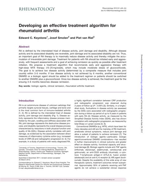 Image result for Ra Treatment Algorithm