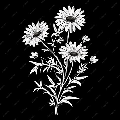 Premium AI Image | Black And White Daisy Silhouette Vector Drawing