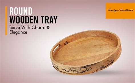 Karigar Creations Premium Mango Wood Trays for Serving Elegant Round ...