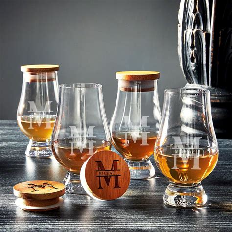 Personalized Glencairn Whiskey Glasses With Lids - Bourbon Glasses for ...