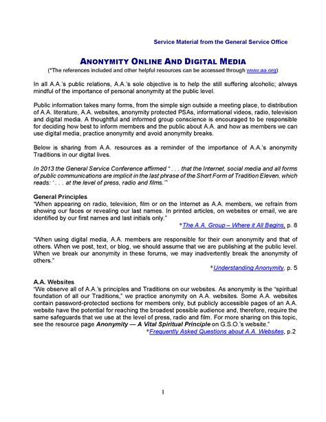 Anonymity Online and Digital Media | Alcoholics Anonymous