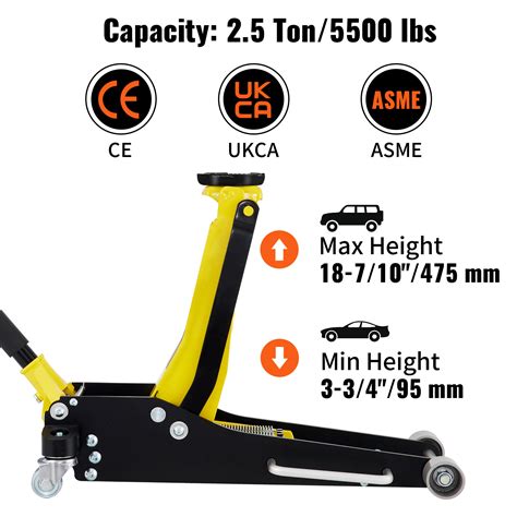 VEVOR Floor Jack, 2.5 Ton Low Profile Floor Jack, Aluminum and Steel ...