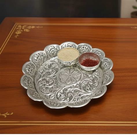 Oxidized German Silver Pooja Thali And Katori | Jainkart
