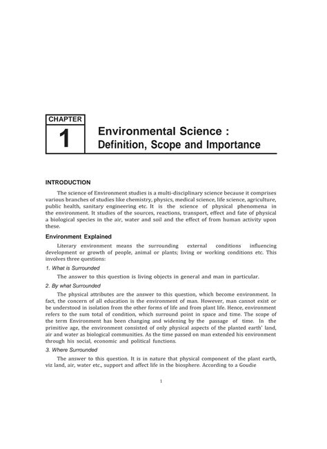 SOLUTION: Environmental science part 1 definition scope and importance ...