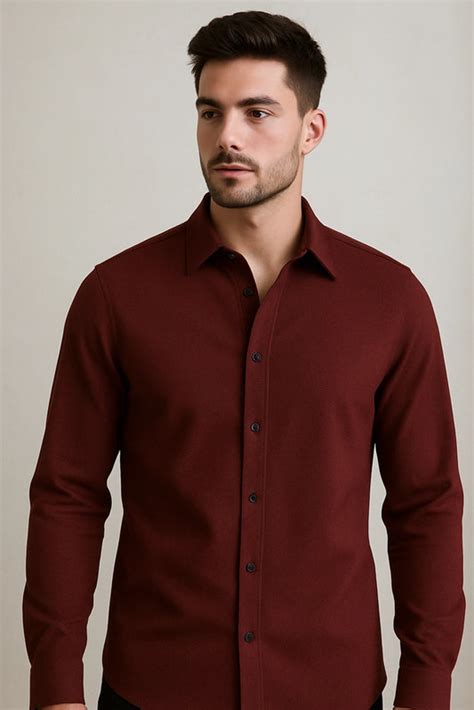 Men Spring And Summer Solid Color Loose Casual Long-Sleeved Shirt ...