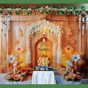 Ganesh Chaturthi Backdrop Decoration Set, 178x152 cm Golden Temple ...