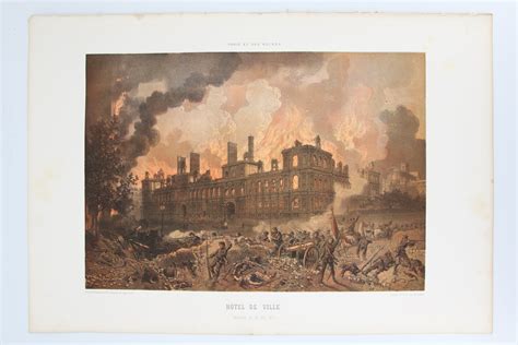Hôtel de Ville - Paris et ses ruines, Lithographie originale by Léon Jean-Baptiste SABATIER ...