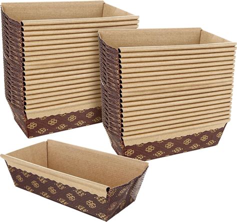 YAYODS 50 Pcs Brown Rectangular Paper Disposable Loaf Pans, 6 x 2.5 x 2 ...