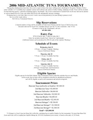Fillable Online 2006 Mid-Atlantic Tuna Tournament Entry Form - South ...
