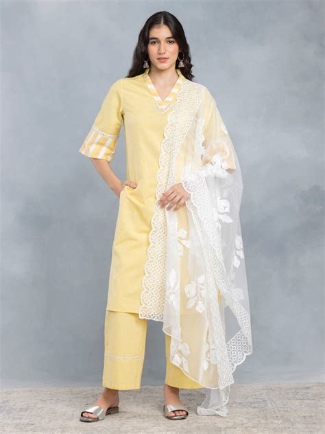 Buy Yellow Bell Sleeves Ethnic Kurta Set With Dupatta Online – Shaye India