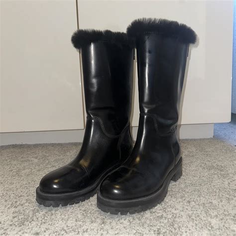 DOLCE & GABBANA Black Snow/Rain Boots Size: 38.5,... - Depop