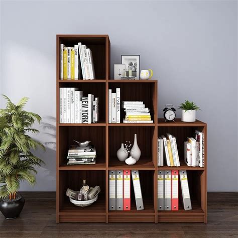 FURNY Checkers 9 Shelves Engineered Wood Book Shelf (Brown) : Amazon.in ...
