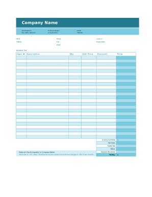 1 Simple Excel Invoice Template Form | pdfFiller