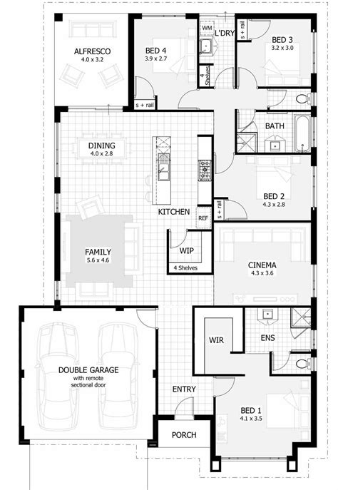 Four Bedroom House Plans One Story - Small Modern Apartment