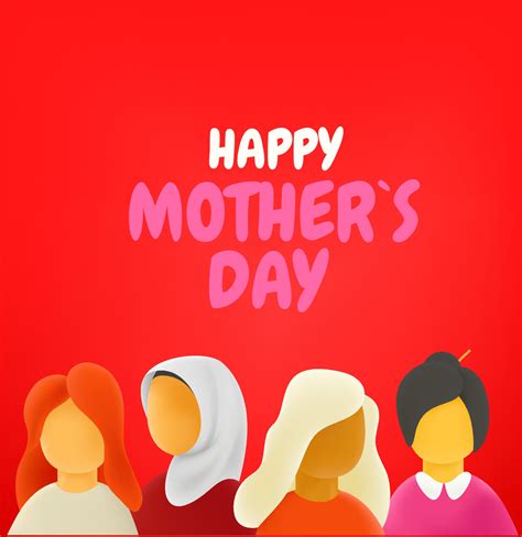 International mothers day banner with inscription. Different race and ...