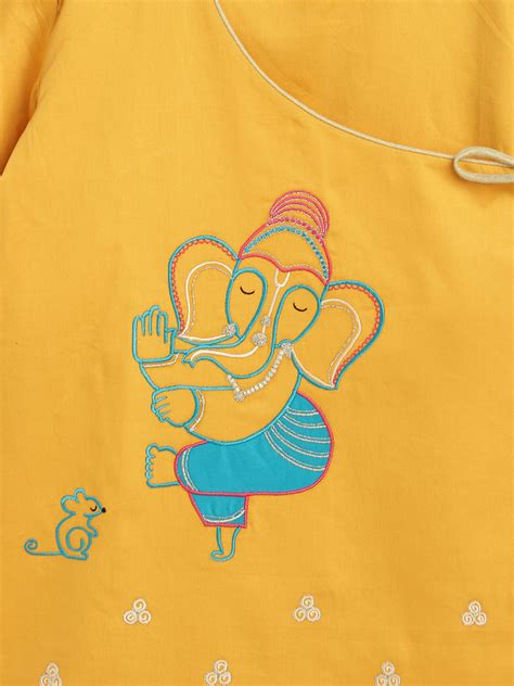 Boy Ganesha Kurta Set - Yellow – Tiber Taber Kids