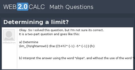 View question - Determining a limit?