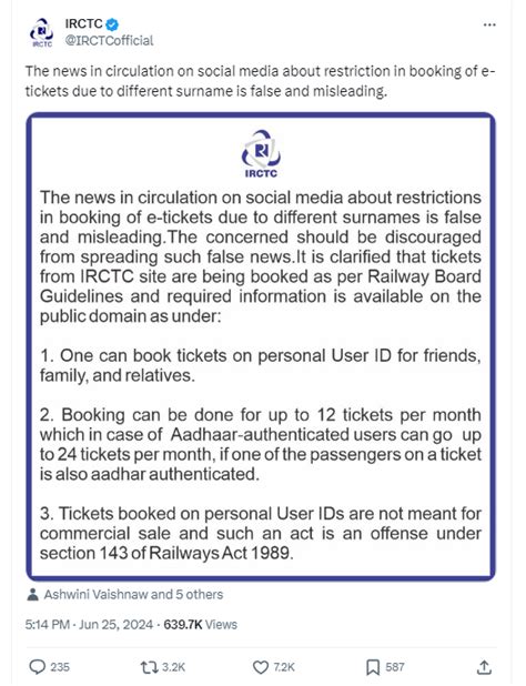 Fact Check: Users Booking Train Tickets For Others To Be Punished Under ...
