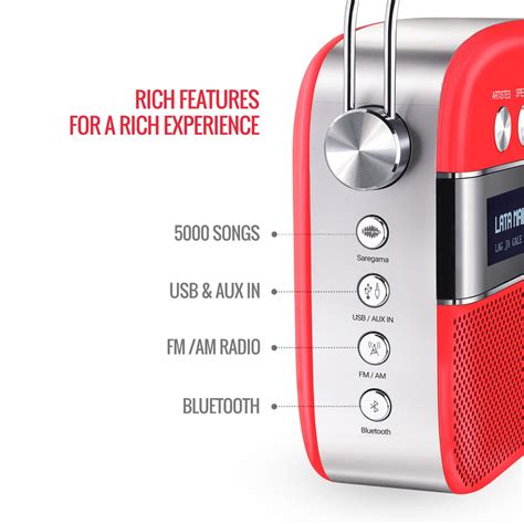 SAREGAMA Carvaan Premium Pop 6W Portable Speaker Pre-loaded 5000 Everg ...