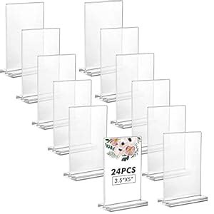 Kigley 24 Pcs Clear Acrylic Sign Holder 3.5x5 Inch T Shaped Acrylic ...