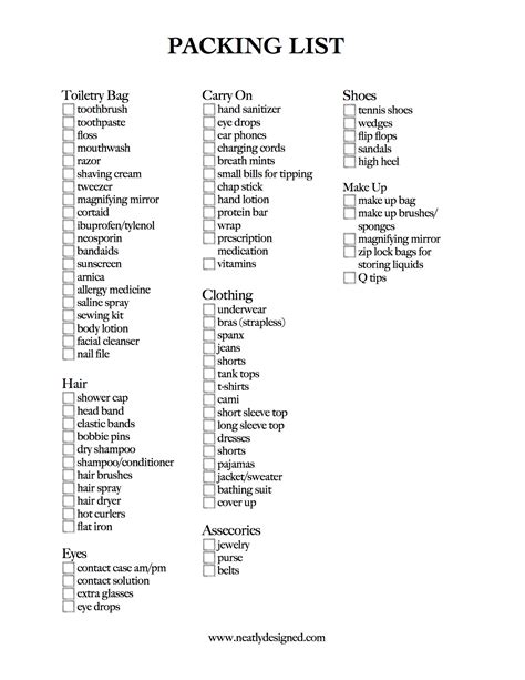 Packing List Templates | 20+ Printable Xlsx, Docs & PDF Formats ...
