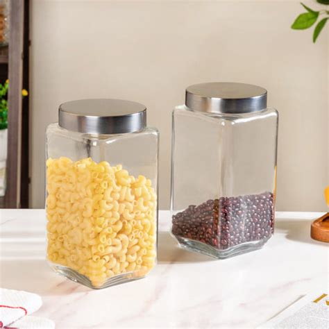 Glass Kitchen Storage Jar With Gold Lid Set Of 4 950ml Online in India ...