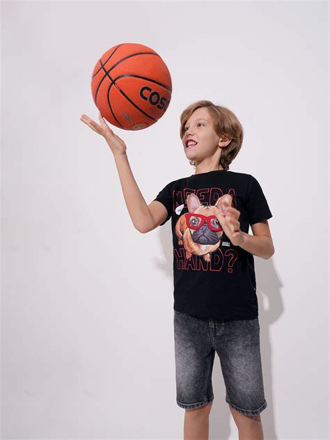 Boys Black Doggo Print T-shirt