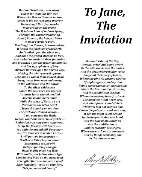 To Jane The Invitation, Poem by Percy Bysshe Shelley, Typography Print ...