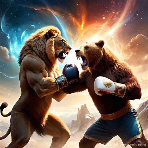 Lion vs Grizzly Bear Boxing Match | Stable Diffusion Online