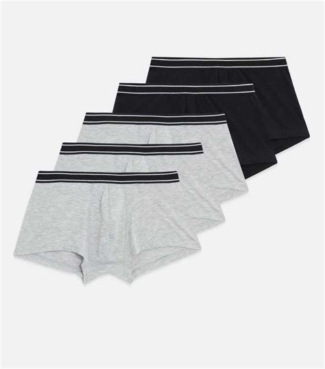 Boys 5 Pack Grey Marl and Black Boxers | New Look
