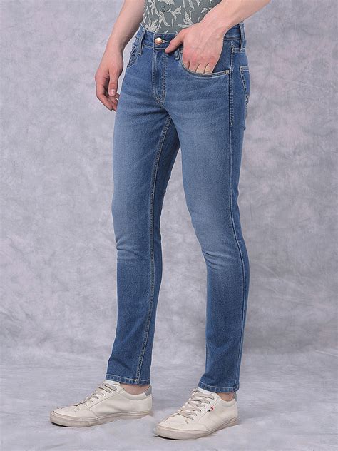 Buy Men’s Blue Skinny Fit Low Rise Sustainable Jeans Online | Numero Uno
