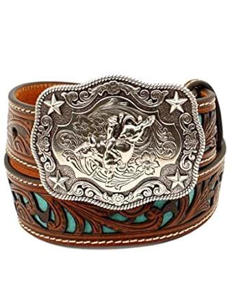 Buy M+F Western Products Boys Boys Belt With Turquoise Inlay Scroll 30 ...