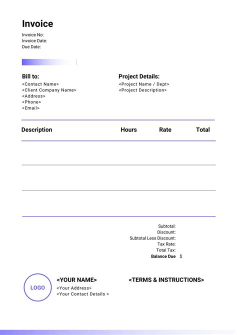 Basic Freelance Invoice Example 的图像结果