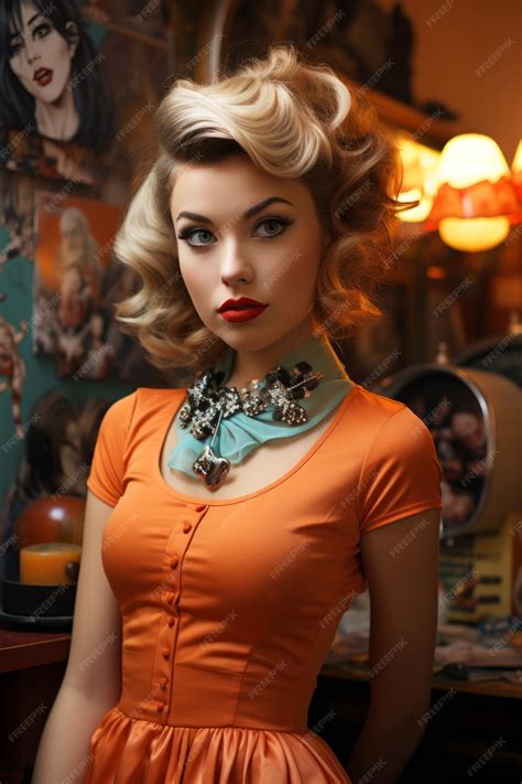 Premium AI Image | Young woman dressed as a retro pinup girl evoking a ...