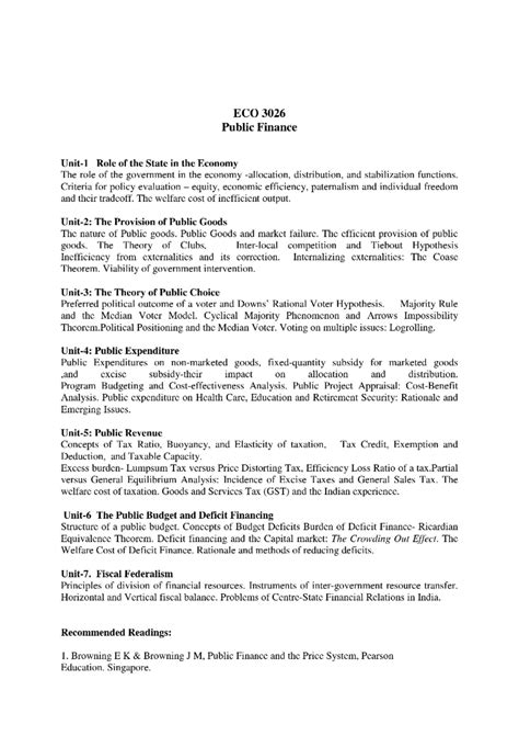 Msc - Nothing - ECO 3026 Public Finance Role of the State in the ...