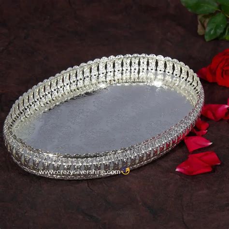Oval Shaped Tray - Crazy Silver Shine