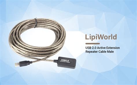 LipiWorld® USB 2.0 Active Extension Repeater Cable Male to Female Cord ...