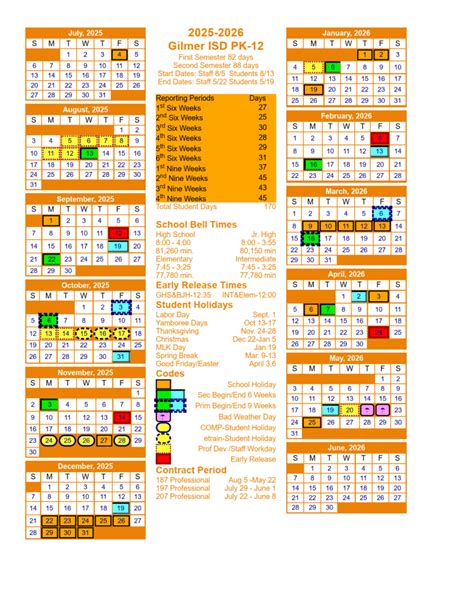 GILMER ISD School Calendar 25-26 [PDF] REVISED - EduCounty