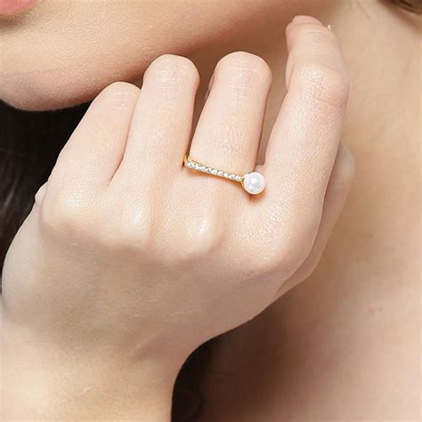 Buy Fabula Jewellery Gold Plated White Pearl & Cubic Zirconia Delicate ...