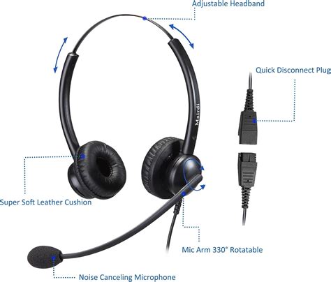 Buy Telephone Headset with RJ9 & 3.5mm Connectors for Landline ...